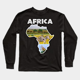 African Wildlife Continent Collage Long Sleeve T-Shirt